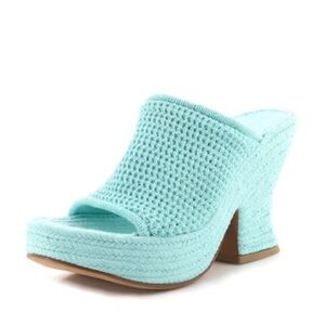 Bottega Veneta Women's Slide Platform Wedge Sandals Knit Fabric 40